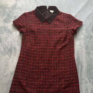 Maison Jules Chic Red and Black Tweed Dress